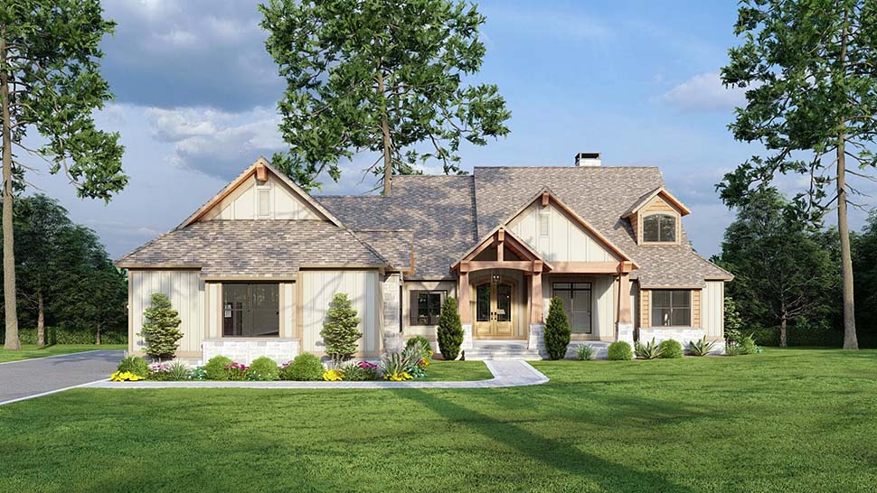 Country, Craftsman, Traditional Plan with 4347 Sq. Ft., 5 Bedrooms, 6 Bathrooms, 3 Car Garage Picture 4