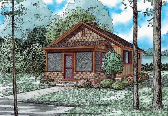 Cabin, Country, Craftsman House Plan 82354 with 2 Beds, 1 Baths Elevation