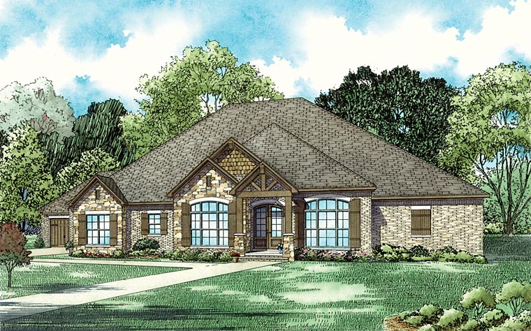 Country, Craftsman, European House Plan 82357 with 5 Beds, 4 Baths, 4 Car Garage Elevation
