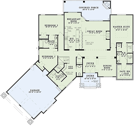 Cottage, Craftsman House Plan 82362 with 3 Beds, 3 Baths, 2 Car Garage First Level Plan