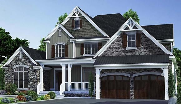 Bungalow, Craftsman, Farmhouse, Traditional House Plan 82366 with 3 Beds, 4 Baths, 2 Car Garage Elevation