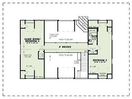 Coastal, Country, Southern House Plan 82370 with 5 Beds, 3 Baths Second Level Plan