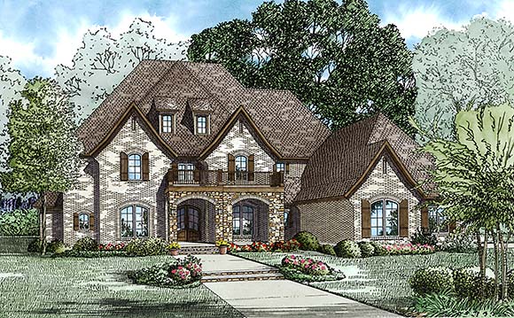 European, French Country, Traditional House Plan 82372 with 5 Beds, 5 Baths, 3 Car Garage Elevation