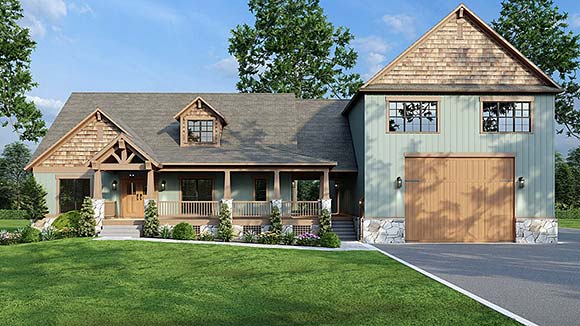 Bungalow, Country, Craftsman, Southern, Traditional House Plan 82374 with 4 Beds, 6 Baths Elevation