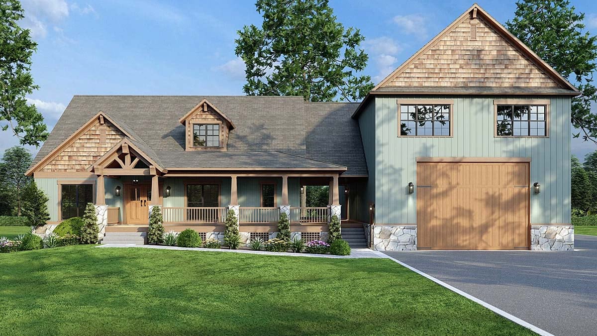 Bungalow, Country, Craftsman, Southern, Traditional Plan with 2816 Sq. Ft., 4 Bedrooms, 6 Bathrooms Elevation