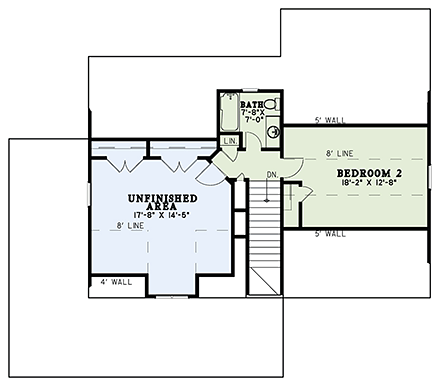 Bungalow, Coastal, Country, Craftsman, Southern House Plan 82375 with 2 Beds, 3 Baths Second Level Plan