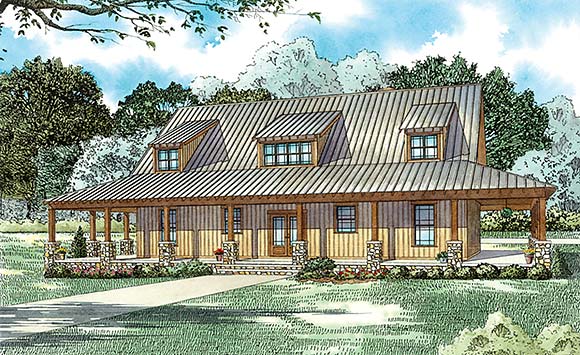 Coastal, Country, Farmhouse, Southern House Plan 82376 with 4 Beds, 3 Baths, 3 Car Garage Elevation