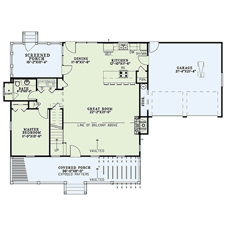 Cottage, Country, Southern House Plan 82382 with 3 Beds, 2 Baths, 2 Car Garage First Level Plan