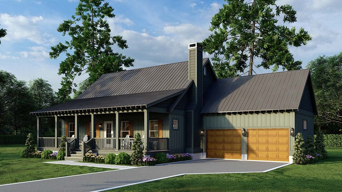 Cottage, Country, Southern Plan with 1903 Sq. Ft., 3 Bedrooms, 2 Bathrooms, 2 Car Garage Picture 2