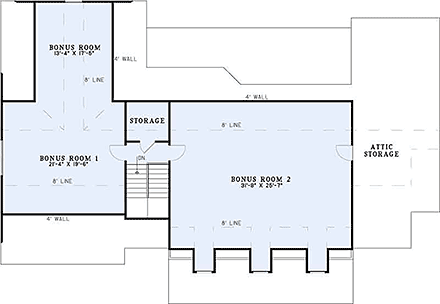 Contemporary, Country, Farmhouse, Southern, Traditional House Plan 82389 with 4 Beds, 3 Baths, 2 Car Garage Second Level Plan