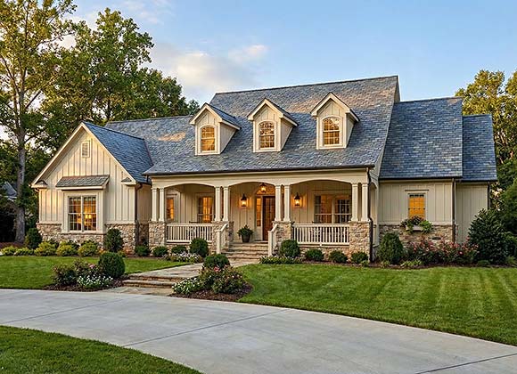 Contemporary, Country, Farmhouse, Southern, Traditional House Plan 82389 with 4 Beds, 3 Baths, 2 Car Garage Elevation