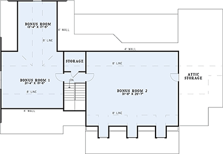Country, Farmhouse, Southern, Traditional House Plan 82390 with 4 Beds, 3 Baths, 2 Car Garage Second Level Plan
