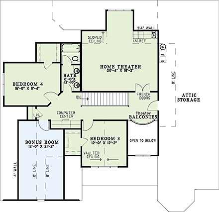 Country, Craftsman, Southern, Traditional House Plan 82391 with 4 Beds, 3 Baths, 2 Car Garage Second Level Plan