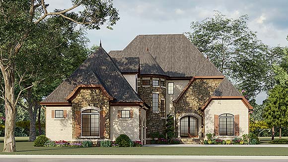 Cottage, European, French Country House Plan 82400 with 4 Beds, 4 Baths, 2 Car Garage Elevation
