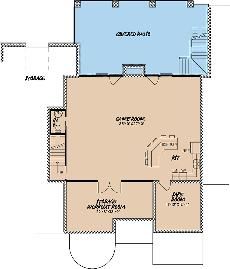 European House Plan 82401 with 4 Beds, 4 Baths, 4 Car Garage Lower Level Plan