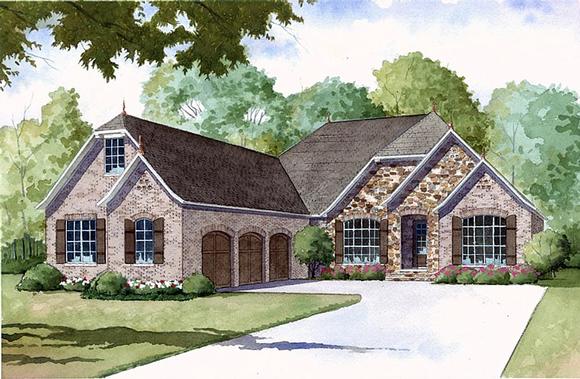 Country, European, French Country House Plan 82406 with 3 Beds, 3 Baths, 3 Car Garage Elevation