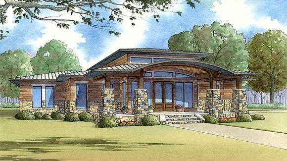 Contemporary, Prairie, Southwest House Plan 82413 with 3 Beds, 3 Baths, 2 Car Garage Elevation