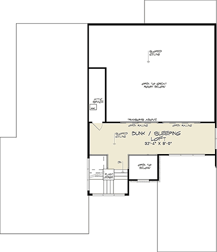 Contemporary, Modern House Plan 82420 with 3 Beds, 2 Baths, 2 Car Garage Second Level Plan