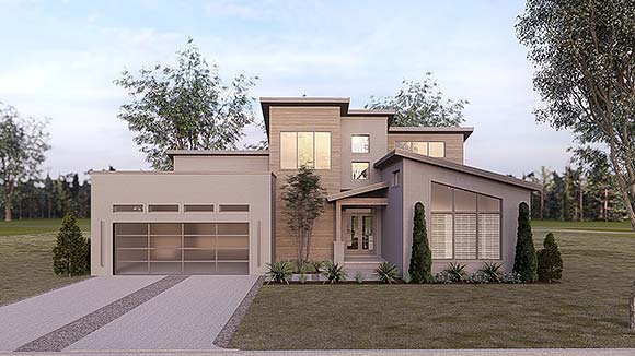 Contemporary, Modern House Plan 82420 with 3 Beds, 2 Baths, 2 Car Garage Elevation