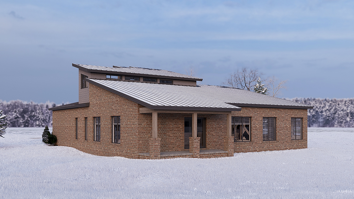 Contemporary, Modern Plan with 2470 Sq. Ft., 3 Bedrooms, 2 Bathrooms, 2 Car Garage Rear Elevation