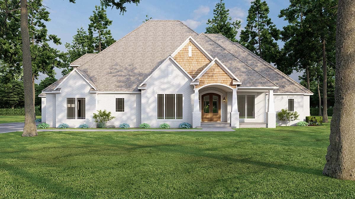 European, Traditional Plan with 3190 Sq. Ft., 4 Bedrooms, 5 Bathrooms, 3 Car Garage Elevation
