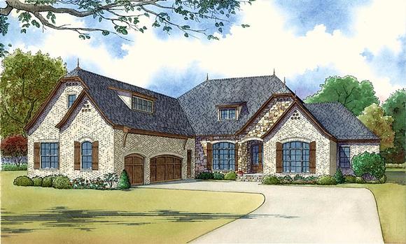 Country, European, French Country House Plan 82432 with 4 Beds, 4 Baths, 3 Car Garage Elevation