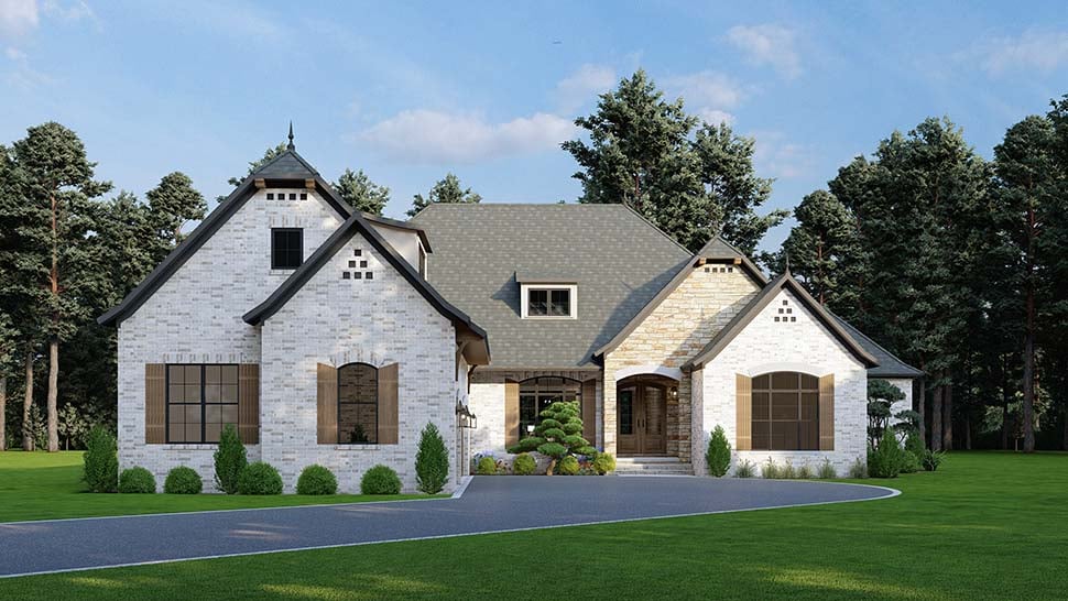Country, European, French Country Plan with 2849 Sq. Ft., 4 Bedrooms, 4 Bathrooms, 3 Car Garage Picture 4