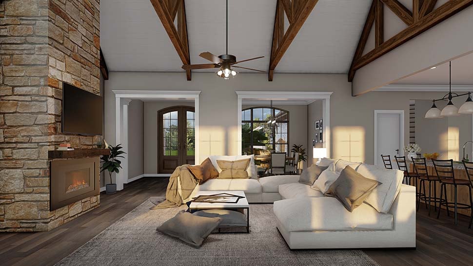 Country, European, French Country Plan with 2849 Sq. Ft., 4 Bedrooms, 4 Bathrooms, 3 Car Garage Picture 10