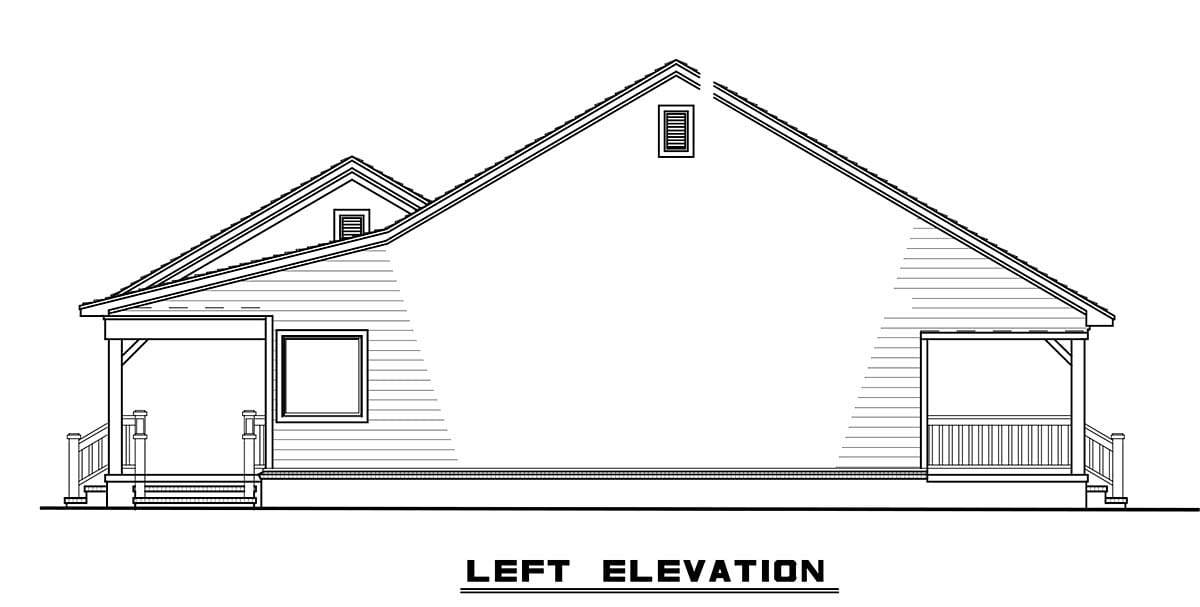 Cabin, Country, Ranch Plan with 1800 Sq. Ft., 3 Bedrooms, 2 Bathrooms, 2 Car Garage Picture 6