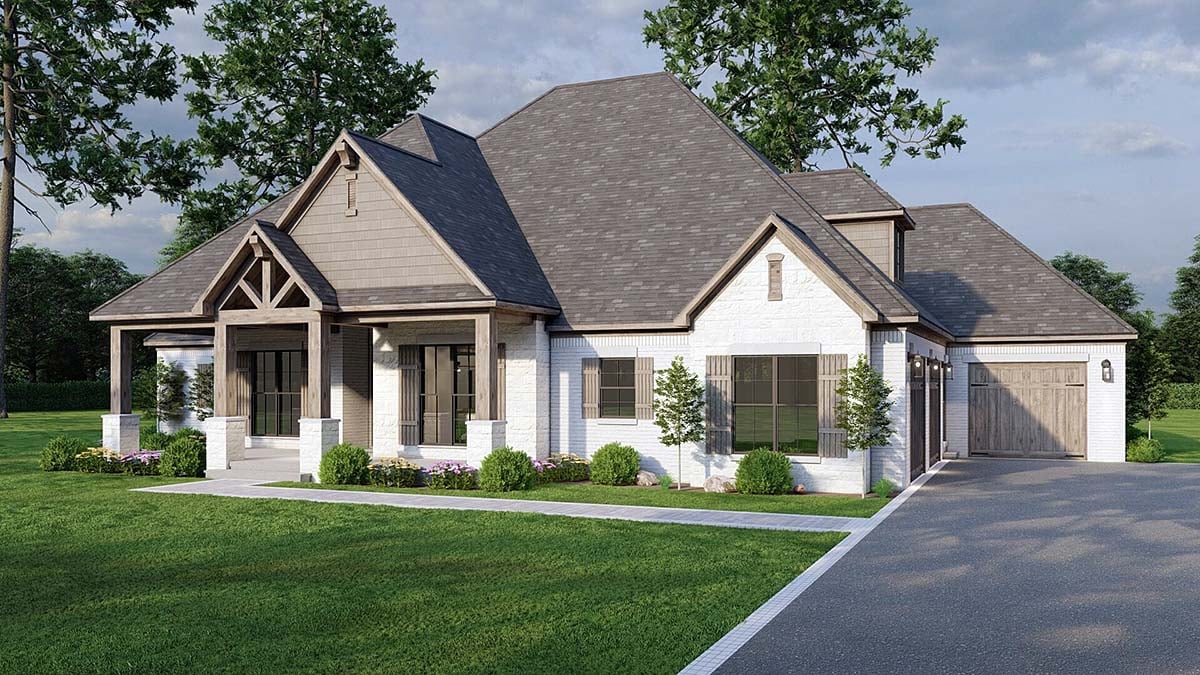 Cottage, Country, Craftsman Plan with 2410 Sq. Ft., 4 Bedrooms, 5 Bathrooms, 3 Car Garage Elevation