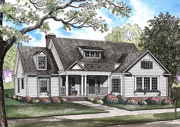 Colonial, Country, Southern House Plan 82439 with 4 Beds, 3 Baths, 2 Car Garage Elevation