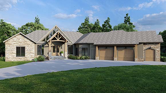 Country, Craftsman, Tudor House Plan 82440 with 4 Beds, 5 Baths, 2 Car Garage Elevation