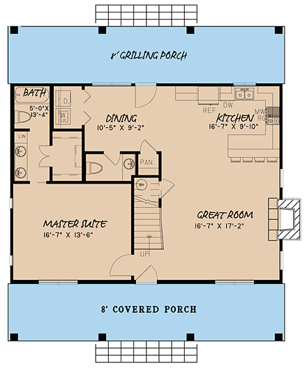Cabin, Country, Ranch House Plan 82442 with 3 Beds, 3 Baths First Level Plan