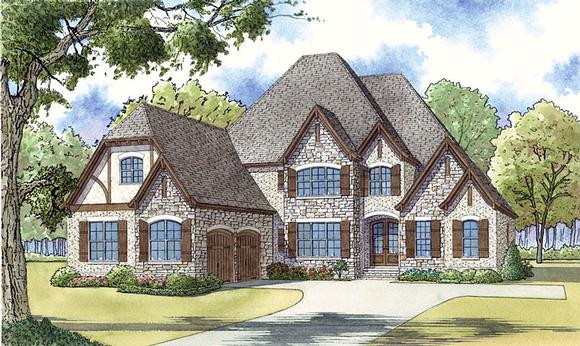 Cottage, European, French Country, Tudor House Plan 82445 with 4 Beds, 4 Baths, 2 Car Garage Elevation