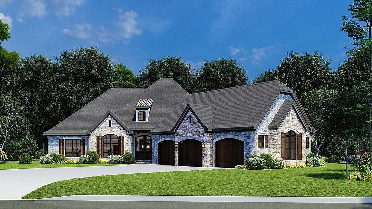 European, French Country House Plan 82449 with 4 Beds, 3 Baths, 3 Car Garage Elevation
