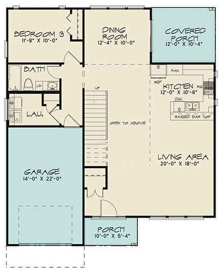 Contemporary, Modern House Plan 82450 with 3 Beds, 3 Baths, 1 Car Garage First Level Plan