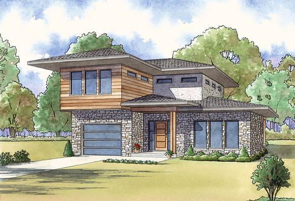 Contemporary, Modern House Plan 82450 with 3 Beds, 3 Baths, 1 Car Garage Elevation