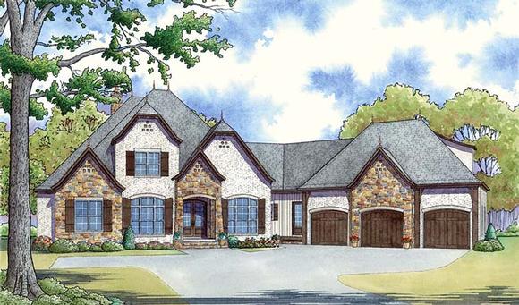 Country, European, French Country House Plan 82458 with 4 Beds, 4 Baths, 3 Car Garage Elevation