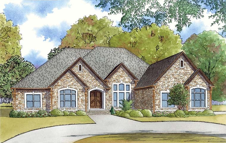 European, Southern, Traditional House Plan 82460 with 3 Beds, 4 Baths, 3 Car Garage Elevation