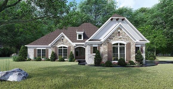 European, French Country House Plan 82465 with 4 Beds, 3 Baths, 3 Car Garage Elevation
