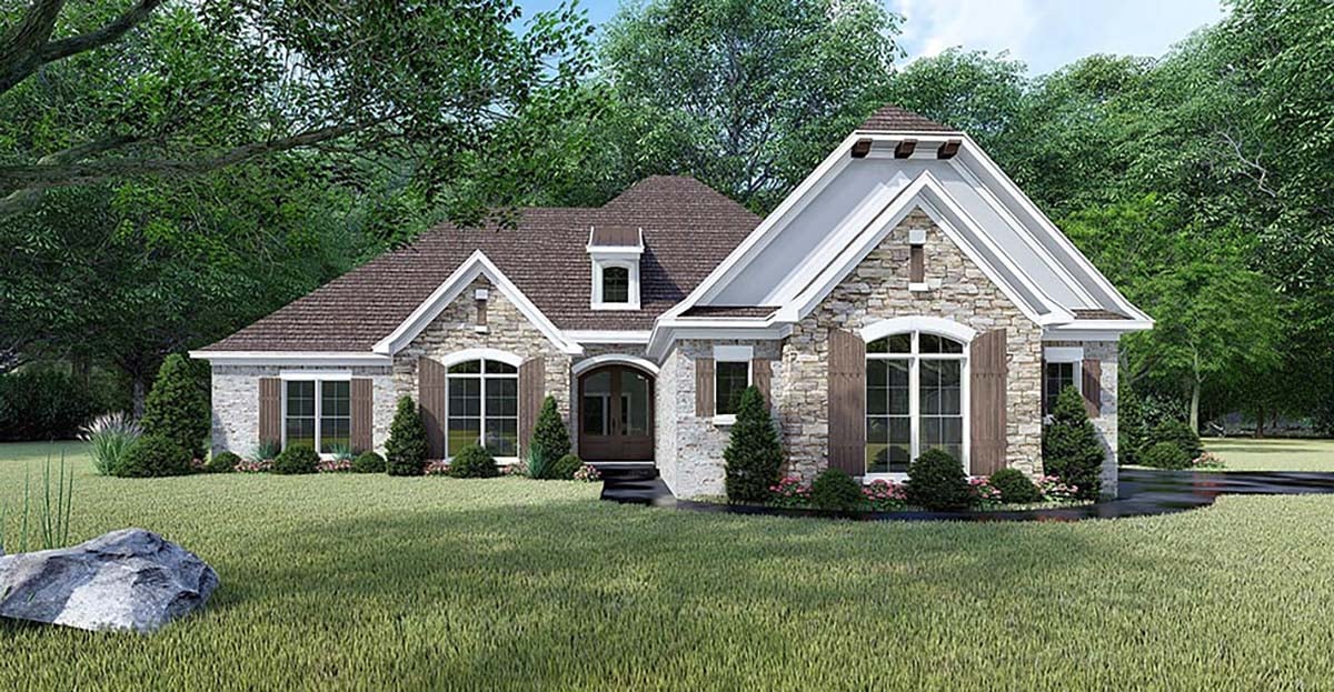 European, French Country House Plan 82465 with 4 Beds, 3 Baths, 3 Car Garage Elevation