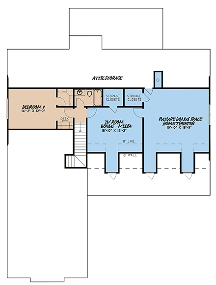 Country House Plan 82467 with 4 Beds, 4 Baths, 2 Car Garage Second Level Plan