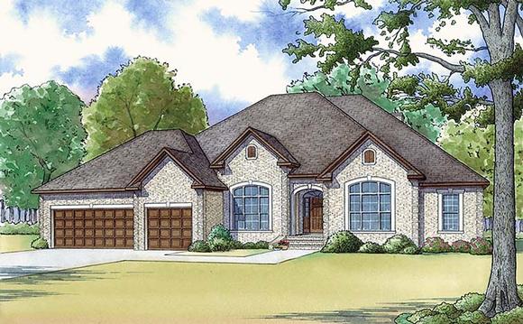 Traditional House Plan 82469 with 5 Beds, 4 Baths, 3 Car Garage Elevation