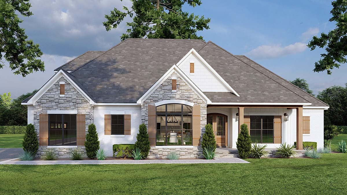 Bungalow, Craftsman, European, Traditional Plan with 2199 Sq. Ft., 3 Bedrooms, 4 Bathrooms, 2 Car Garage Elevation