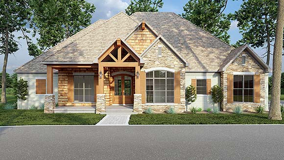 Craftsman, European, Southern, Traditional House Plan 82483 with 3 Beds, 3 Baths, 3 Car Garage Elevation