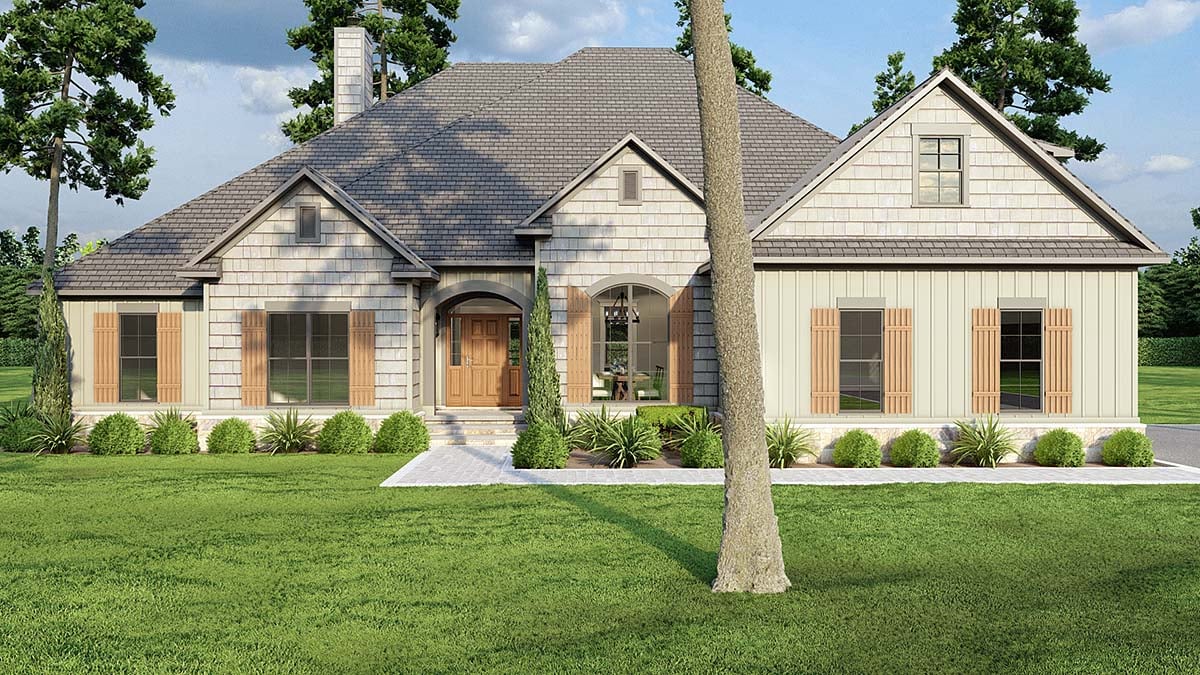 European, Traditional Plan with 2646 Sq. Ft., 4 Bedrooms, 3 Bathrooms, 2 Car Garage Elevation