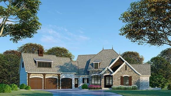European, French Country House Plan 82494 with 3 Beds, 5 Baths, 3 Car Garage Elevation