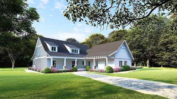 Country, Ranch House Plan 82508 with 3 Beds, 2 Baths, 2 Car Garage Elevation