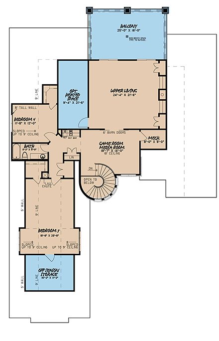 European, French Country, Traditional House Plan 82512 with 5 Beds, 4 Baths, 3 Car Garage Second Level Plan