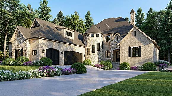 European, French Country, Traditional House Plan 82512 with 5 Beds, 4 Baths, 3 Car Garage Elevation